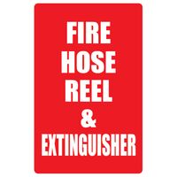 Fire Hose Reel & Extinguisher Angle Sign | Compact Size | Durable Weather-Resistant Plastic | Red & White | by Fire Factory Australia