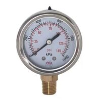Hydrant Pressure Gauge | 55mm Dial | Up to 1000kPa | 1/4 inch PT Thread | by Fire Factory Australia