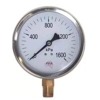 Hydrant Pressure Gauge | 110mm Dial Size | Up to 1600kPa | Dry Type | 3/8 inch PT Thread | by Fire Factory Australia
