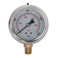 Hydrant Pressure Gauge | 70mm Liquid-Filled | 0-1600 kPa Range | 1/4 inch PT Thread | by Fire Factory Australia