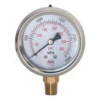 Hydrant Pressure Gauge | 70mm Dry Dial | Up to 2500kPa | 1/4 inch PT Thread | by Fire Factory Australia