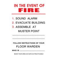 In The Event Of Fire Sign (Large) | Durable Plastic or Metal | Clear Visibility | Complies with Safety Standards | by Fire Factory Australia