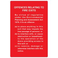 Fire Exit Offence Sign | Durable Plastic or Metal | High Contrast Visibility | Wall Mountable | by Fire Factory Australia