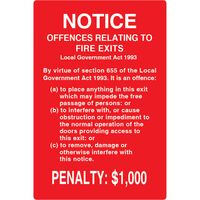 Fire Exit Notice Sign | Large Size 220mm x 320mm | Durable Weather-Resistant Plastic | High Visibility Print | by Fire Factory Australia