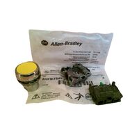 Allen-Bradley 800FMF5MX10 Yellow Non-Illuminated Round Metal Momentary Push Button