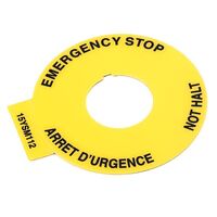 Allen-Bradley Emergency Stop Legend Plate Yellow 60mm Round