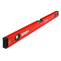 RED 180cm Spirit Level | Aluminium Construction | Patented SOLA FOCUS Vials | Shock-Absorbing End Caps | by Promac