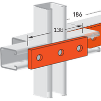Flat Plate Fitting, 3 Hole 40x138mm Galv