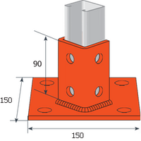 Strut Base Plate Square 150x150x89mm HDG