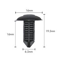 Fir Tree Clip | Small Gradation & Narrow Shape | Easy Press-In Installation | Black Plastic | @Pack of 25 | by Wurth