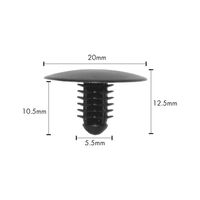 Pine Tree Clip with Large Gradation | Easy Press-In Installation | Black Plastic | @Pack of 25 | by Wurth