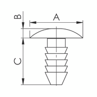 Pine Tree Clip with Large Gradation | Easy Press-In Installation | Black Plastic | @Pack of 25 | by Wurth