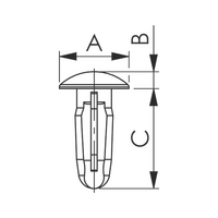 Plastic Rivet Closed Without Pin | 11mm Head Diameter | Quick Installation | Black Color | @Pack of 25 | by Wurth