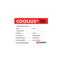 COOLIUS Service Sticker | Self-Adhesive | Vehicle A/C Service Record | Red, White, Black | @Pack of 1 | by Wurth