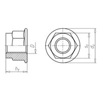 Hexagonal Nut with Flange & Clamping Piece | Nylon Insert Lock | Blue Passivated Zinc Plated | @Pack of 50 | by Wurth