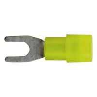 Crimp Cable Lug Fork Shape | Polyamide Insulated | M4 Flange Hole | Yellow | @Pack of 25 | by Wurth