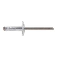 Blind Rivet Large Flat Head | Aluminium Sleeve | Galvanised Steel Pin | Multi-Purpose | @Pack of 50 | by Wurth