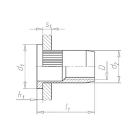 Rivet Nut M10 with Flat Head & Knurled Shank | Aluminium | 10 PCS | by Wurth