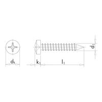 Pan Head Tapping Screw C Shape | A4 Stainless Steel | H Recessed Head | Full Thread Design | @Pack of 50 | by Wurth