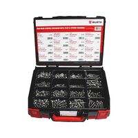 Pan Head Screws Hexagon Nuts Assortment | 1,065 Pieces | A2 Stainless Steel | Organized System Case | by Wurth