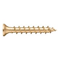 Piano Hinge Screw | Brass Plated | Full Thread & Small Countersunk Head | by Wurth