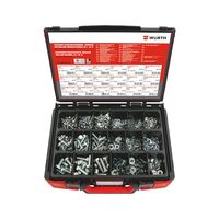 Hexagonal Bolt and Nut Assortment | 890 Pieces | Zinc-Plated Lock Washers | Organized Storage Case | by Wurth