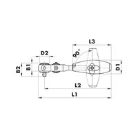 1/4 Inch Ball Head Ratchet 3 in 1 | 72 Teeth & 270° Rotatable Joint | Adjustable T-Handle | by Wurth