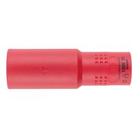 VDE 3/8 Inch Socket Wrench | Insulated for Live Parts | 17mm Chrome-Vanadium Steel | by Wurth