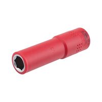 VDE 1/2 Inch Socket Wrench | Insulated for Live Parts | Chrome-Vanadium Steel | 13mm Width | by Wurth