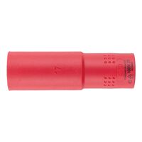 VDE 1/2 Inch Socket Wrench | Insulated for Live Electrical Work | Chrome-Vanadium Steel | 17mm Width | by Wurth