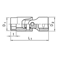 3/8 Inch Cardan Joint Insert Short | Chrome-Plated | Hexagon Head Design | Durable for Hard-to-Reach Areas | by Wurth