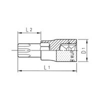 3/8-Inch Socket Wrench for TX Screws | Short Design | Chrome-Plated Surface | Secure Fitting | by Wurth