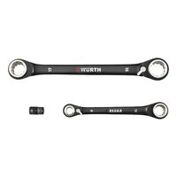 Double Ring Ratchet Spanner Assortment | 3 Pieces | Black Chromium-Plated | Slim Ratchet Head | by Wurth