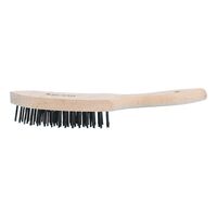 Wire Brush with Wooden Body | 4 Rows of Steel Bristles | Surface Preparation & Rust Removal | by Wurth