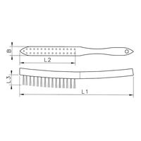 Wire Brush with Wooden Body | 4 Rows of Steel Bristles | Surface Preparation & Rust Removal | by Wurth