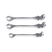 Metric Double End Flare Nut Wrench Set | 3 Pieces | 15° Offset & 230° Swiveling Joint | Matt Chrome-Plated | by Wurth