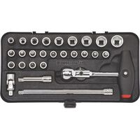 1/4 Inch Socket Wrenches Assortment | 27 Pieces | Multi-Purpose Ball-Head Ratchet | Ergonomic Handle | by Wurth