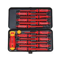 VDE Screwdriver Set 14 Pieces | Insulated Blades | Rotating Cap | IEC 60900 Tested | by Wurth