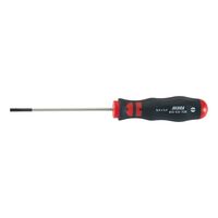 Slim Slotted Screwdriver with Round Shank | Chrome-Plated | Black Point Tip | 100mm Blade | by Wurth