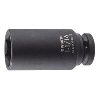 1/2 inch impact socket wrench, inch, hex., long