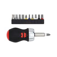 Mini Ratchet Screwdriver Set | 12 Pieces | Ergonomic Handle & 45 Teeth Ratchet | Max Torque 40 Nm | by Wurth