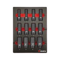 Power Socket Wrench Hex Long 1/2 Inch Set | 12 Pieces | Carbon Finish | by Wurth