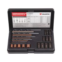Thread Extractor Set 25 Pieces | Suitable for 6-16 mm | Includes Twist Drill Bit | High-Quality Plastic Case | by Wurth
