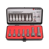 Screw Extractor Set Long 7 Pieces | Conical Spiral Profile | 3/8 & 1/2 Inch Drive | by Wurth
