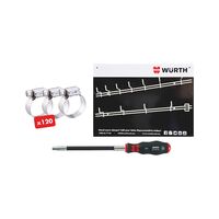 Power Seal Worm Drive Hose Clamp Set | 121 Pieces | Wall-Mountable Rack & Flex Screwdriver | by Wurth