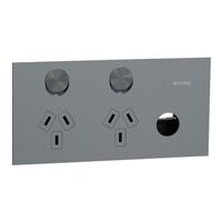 Clipsal Solis T Series Double Switch Power Point | 230V-240V | 10A Rated | Removable Extra Switch | @Each of 1 | by Clipsal
