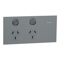 Double Switch Power Point | Horizontal Mount | 10A Rated | Shuttered Safety | @Each of 10 | by Clipsal