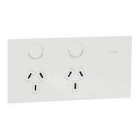 Double Switch Power Point | Horizontal Mount | 10A & 230V-240V | White Ceramic Finish | @Each of 1 | by Clipsal