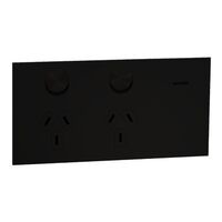 Double Switch Power Point | Horizontal Mount | 230V-240V | 10A | Ebony Aluminium | @Each of 10 | by Clipsal