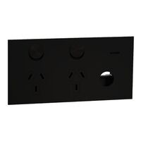 Double Switch Power Point | Removable Extra Switch | Horizontal Mount | 10A | 230V-240V | Ebony Aluminium | @Each of 1 | by Clipsal